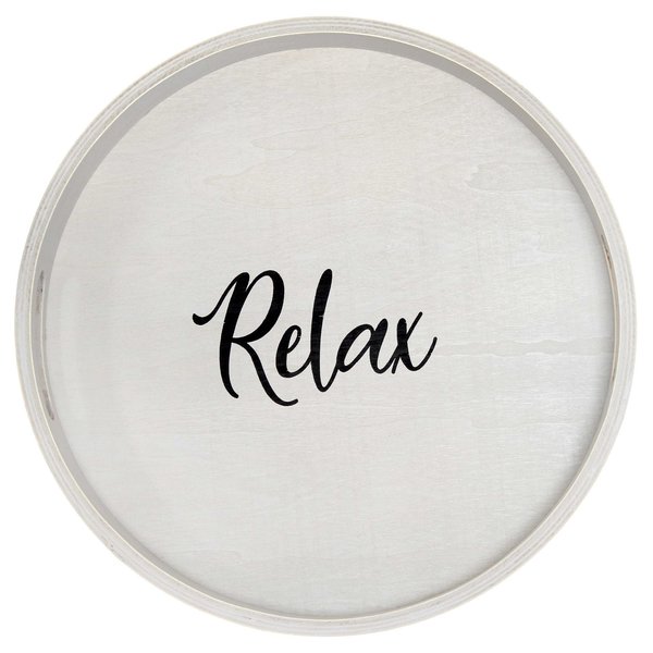Elegant Designs "Relax" 13.75" Round Wood Serving Tray with Handles HG2013-GYX